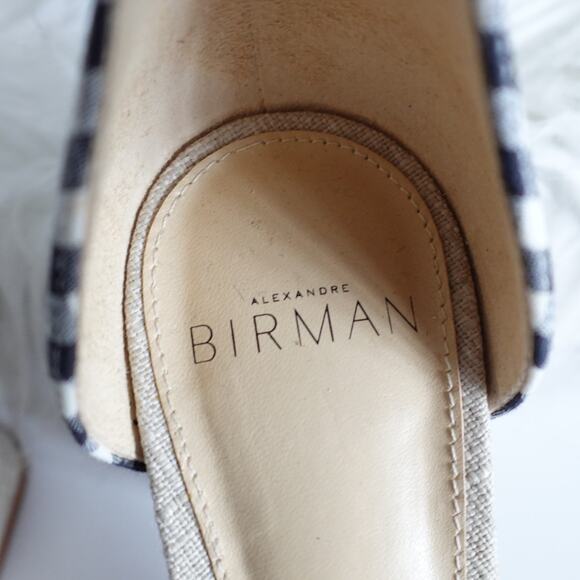 Alexandre Birman Clarita 60 Gingham Plaid Canvas Tie Open Toe Sandal Block Heels - Picture 9 of 12